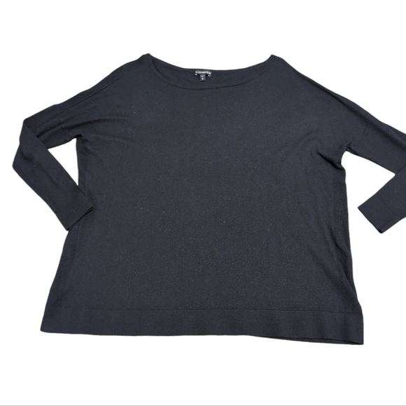 Express Boat Neck Cashmere Blend Black Sweater Dolman Sleeves XS Oversized - Picture 10 of 10